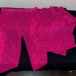 Pink Marine Serre 2 pc Mesh Set